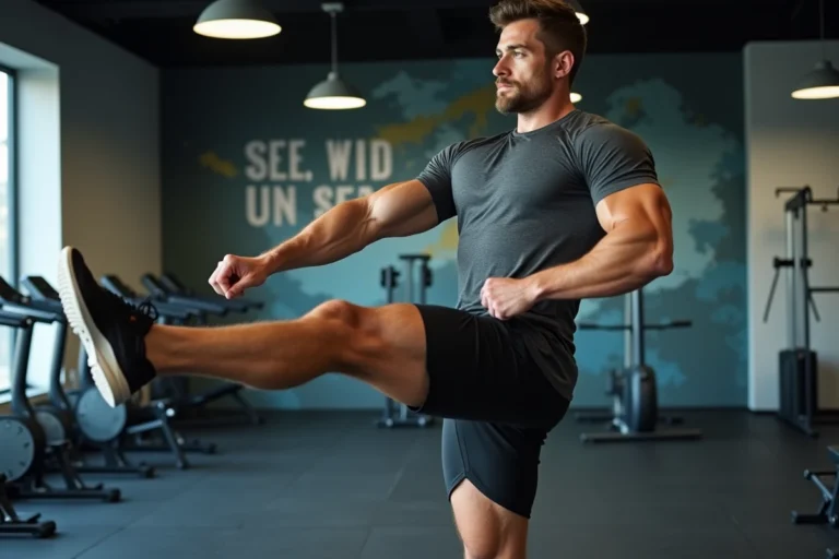 Homme en entraînement en salle de sport dynamique
